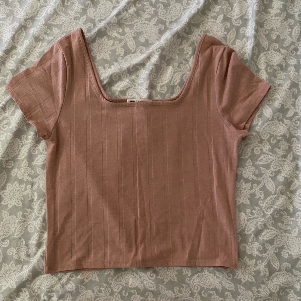 Pink square neck crop top (M)